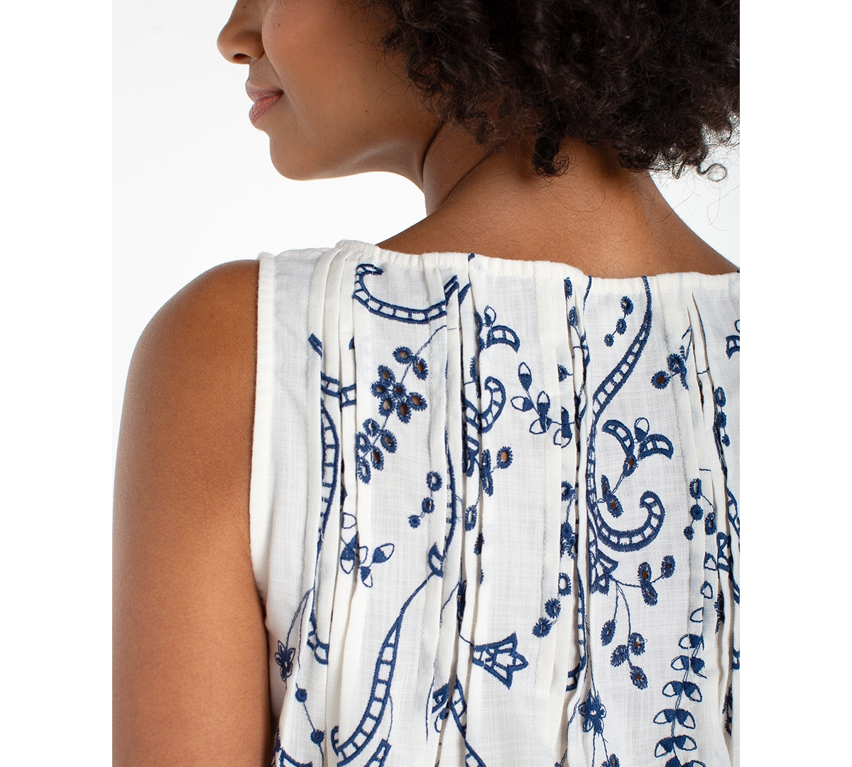 Liverpool Los Angeles Petite Boat Neck Embroidered Blouse