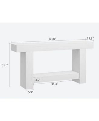 63'' Farmhouse 2-Tier Entryway Console Table with Open Storage - Long Sofa Accent Table for Entrance, Living Room and Hallway