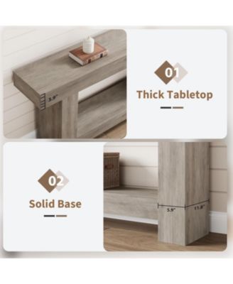 63'' Farmhouse 2-Tier Entryway Console Table with Open Storage - Long Sofa Accent Table for Entrance, Living Room and Hallway