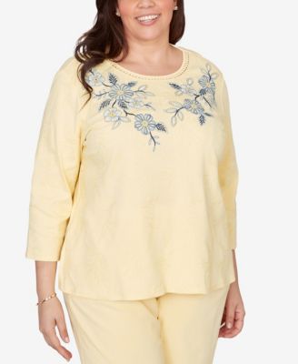 Plus Size Out of the Blue Floral Embroidered Sunshine Top