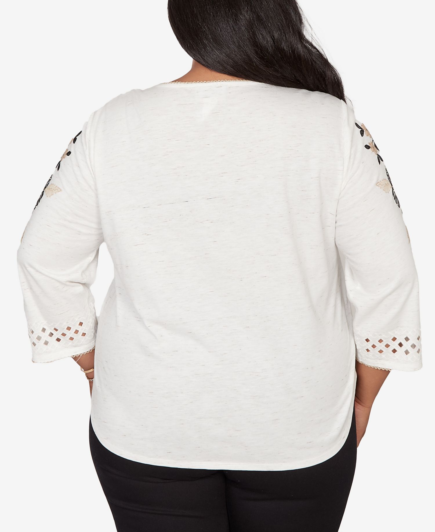 Plus Size Detail Driven Floral Embroidered Textured Top