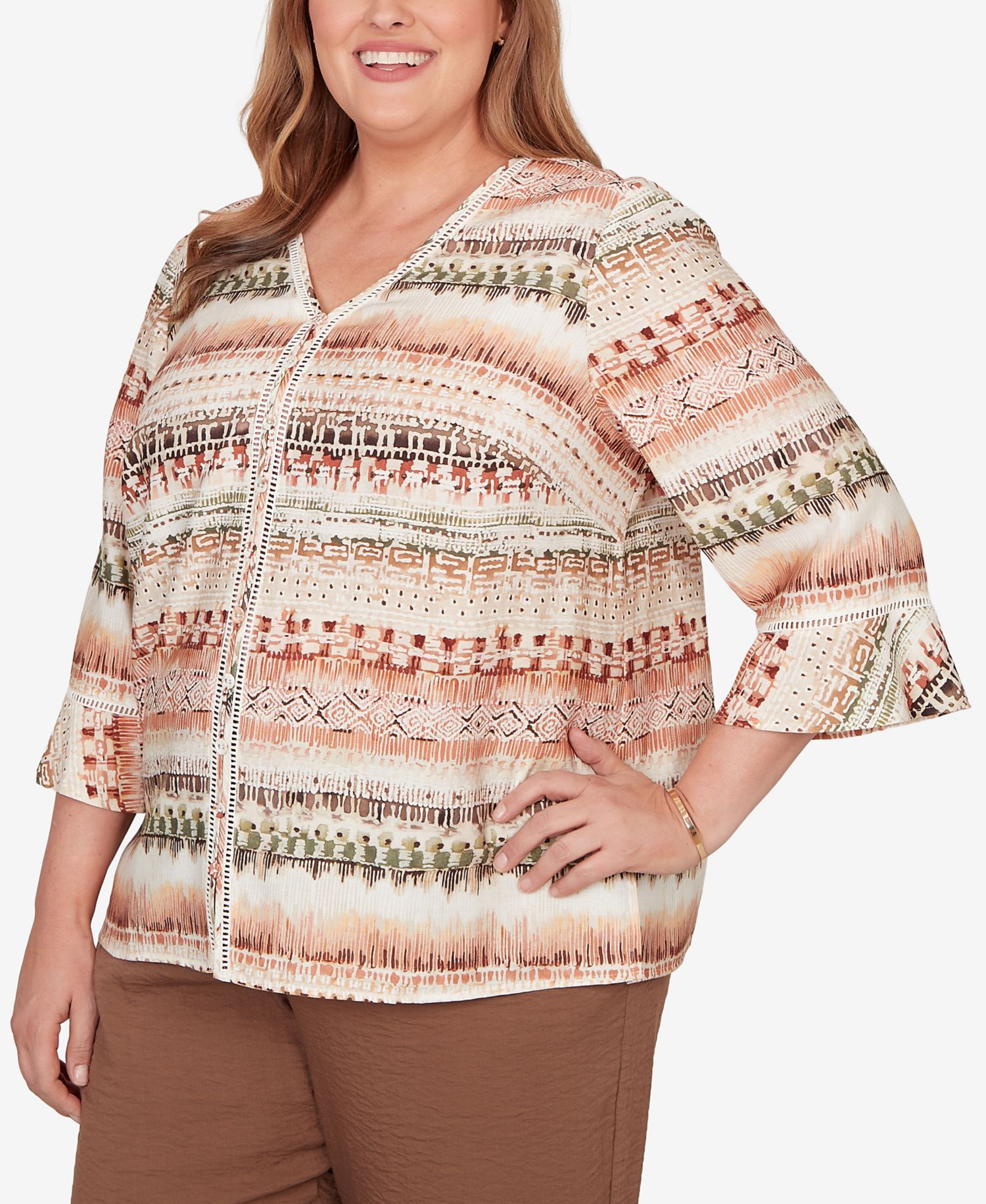Plus Size Spice Market Biadere Stripe Center Seam Top