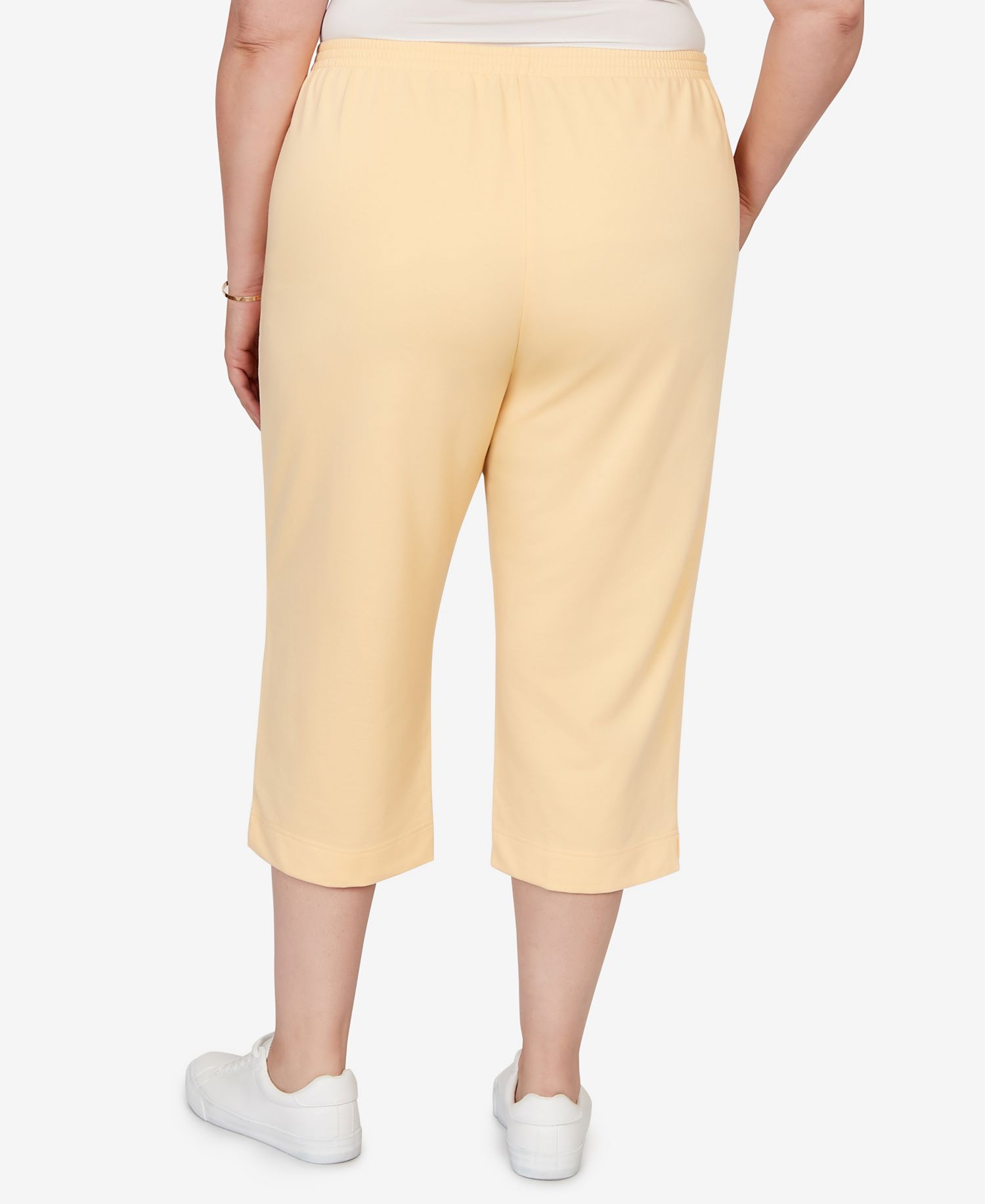 Plus Size Classic Everyday French Terry Flat Front Capri Pants
