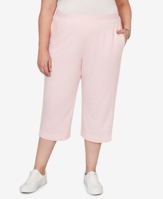 Plus Size Classic Everyday French Terry Flat Front Capri Pants