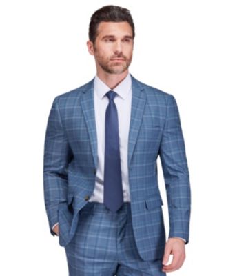 Men's Slim Fit 2-Piece Performance Stretch Plaid Suit
