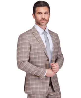 Men's Slim Fit 2-Piece Performance Stretch Plaid Suit