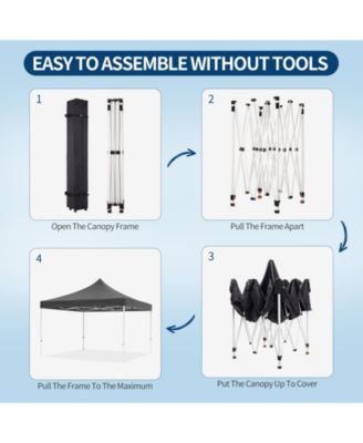 10x10 Ft Heavy-Duty Pop-Up Canopy Tent with Roller Bag, 1-Minute Setup UPF 50+ Waterproof Outdoor Sun Shade for Beach, Market and Patio