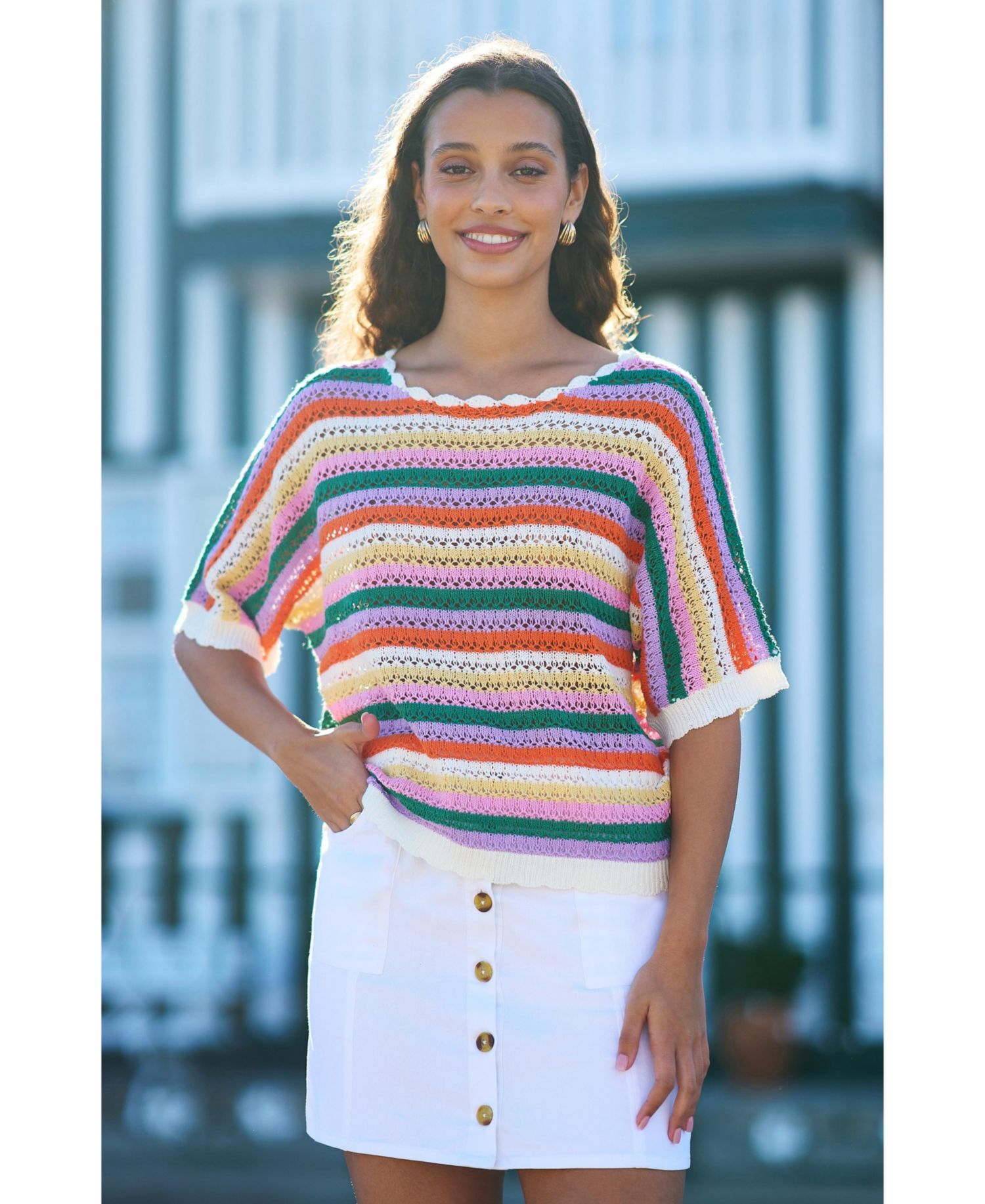 Women's Batwing Crochet Top