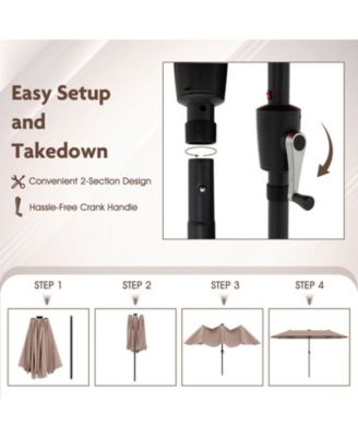 13 ft Double-Sided Patio Umbrella with 108 Solar LED Lights and Crank Handle