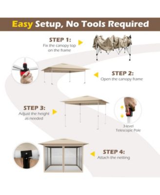 11.5 x 11.5 ft Pop Up Canopy Tent with Four Zippered Mesh Screen Sidewalls