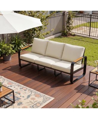 78.7" Outdoor Patio Sofa with Removable Cushions and Metal Frame Patio Couch