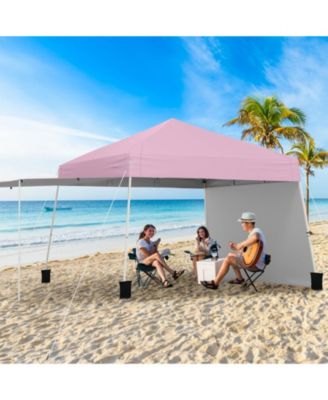 14 x 9.2 ft Pop Up Canopy Tent with Two Convertible Sidewalls and Awning Poles