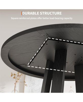 Round Dining Table for 4-6, 47" Circle Dining Room Table with Wooden Cross Pedestal Base, Modern Kitchen Table for Living Room(Table Only