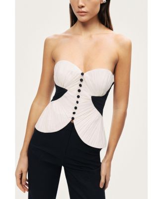 Women's Structured Strapless Contrast Bustier Top
