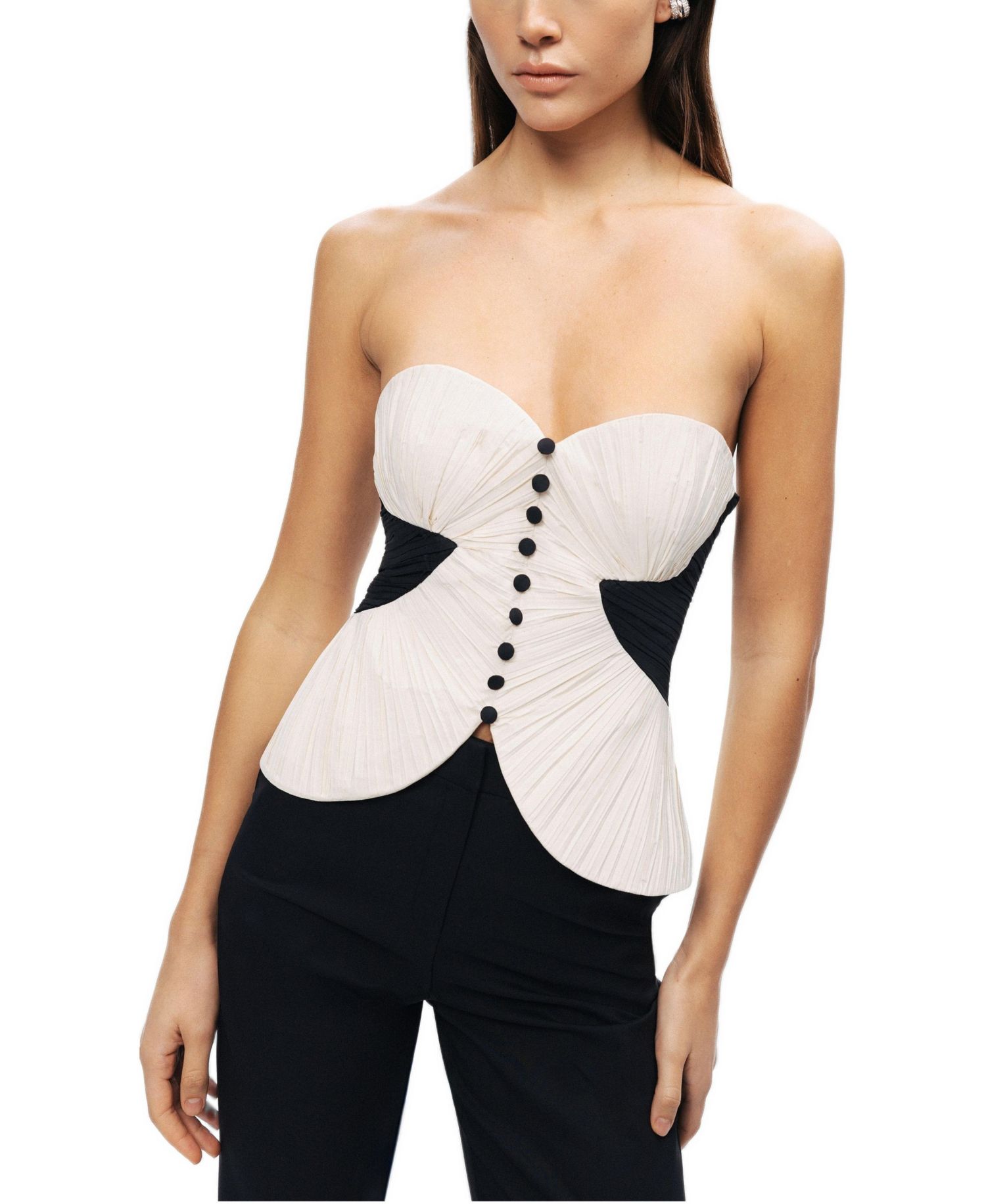 Women's Structured Strapless Contrast Bustier Top