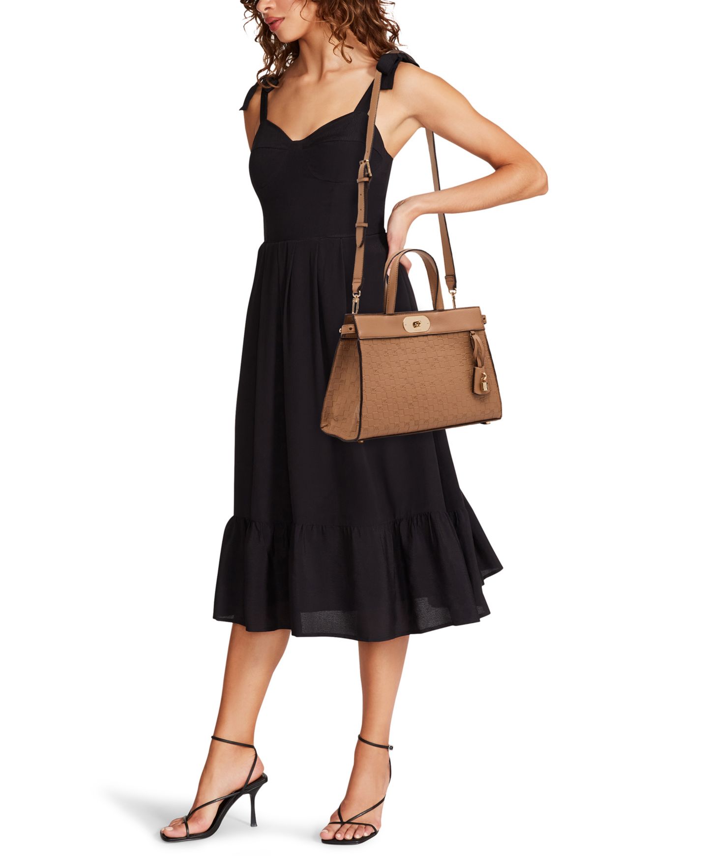 Женская сумка Anne Klein Medium Convertible Embossed Satchel Handbag, цвет: Бежевый — фото 5