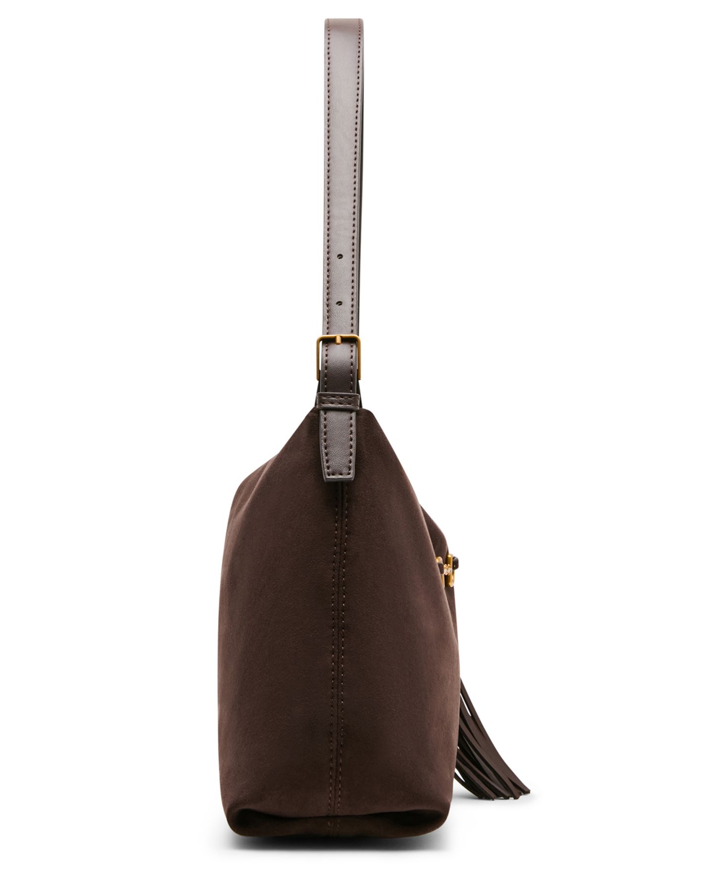 Женская сумка Anne Klein Faux Suede Large Horse Bit Shoulder Handbag, цвет: Коричневый — фото 7