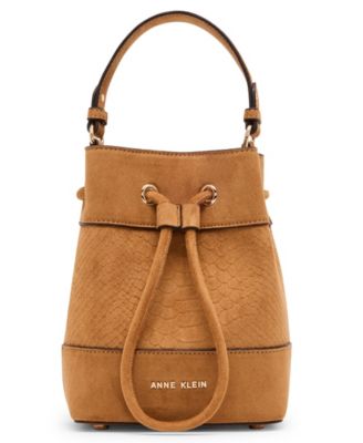 Textured Faux Suede Mini Bucket Handbag