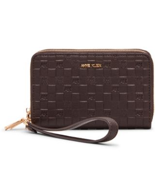 Embossed Double Zip Mini Around Wallet