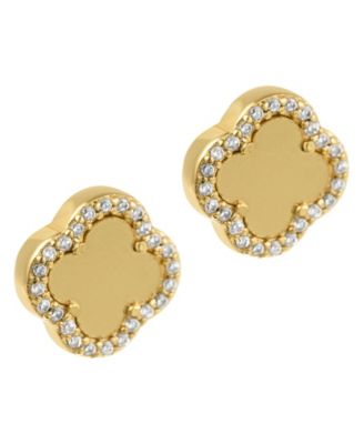 Cubic Zirconia Gold 2-Piece Halo Clover Necklace and Earrings Set