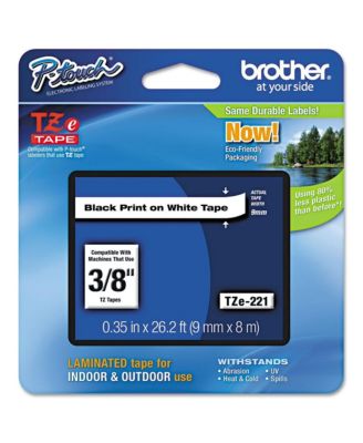 TZE221 0.35 in. x 26.2 ft. TZe Standard Adhesive Laminated Labeling Tape