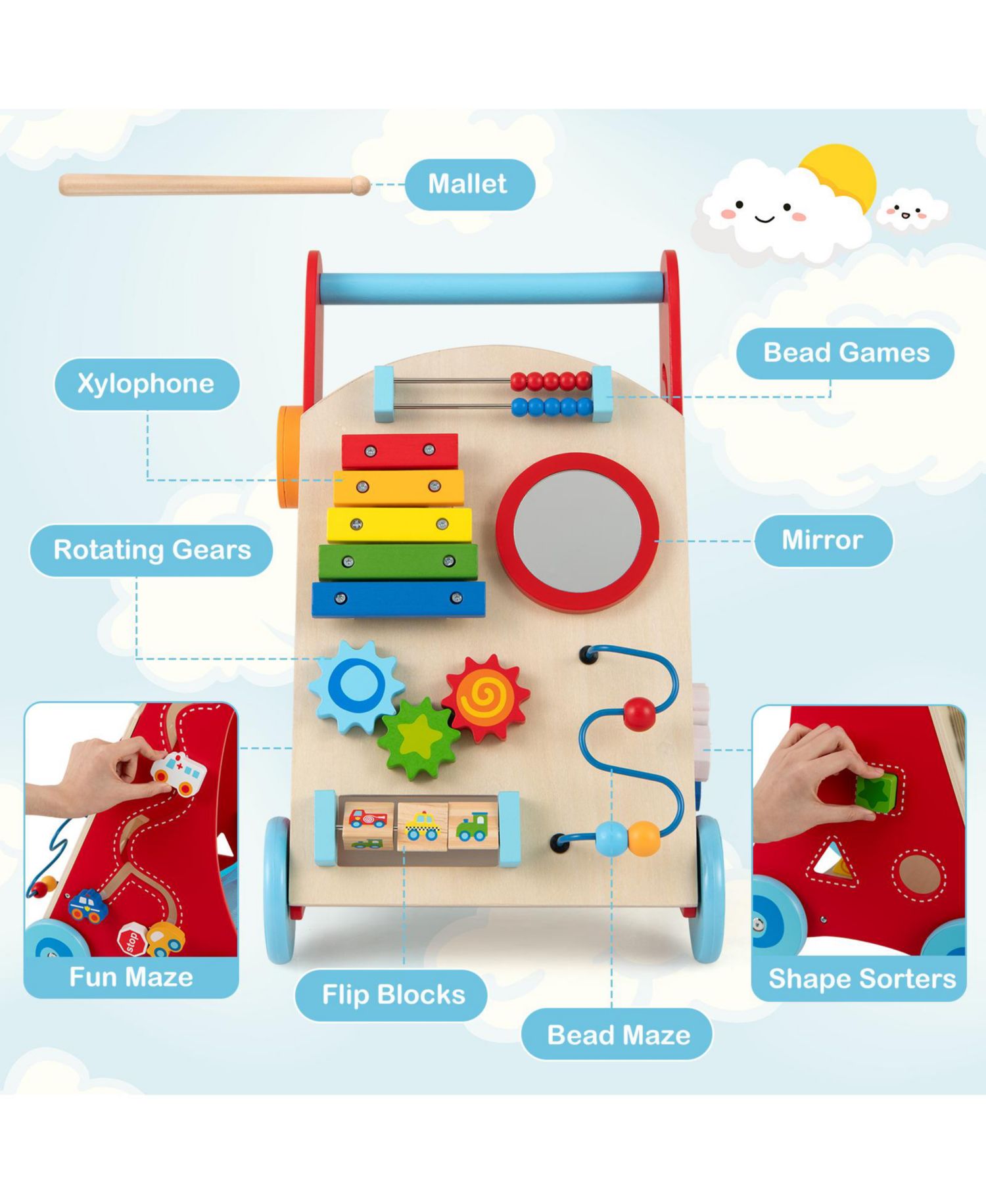 Montessori Sit to Stand Baby Walker