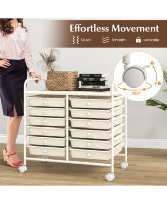 12-Drawer Rolling Organizer Cart with Transparent Drawers