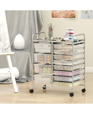 12-Drawer Utility Rolling Cart with Tiered Storage