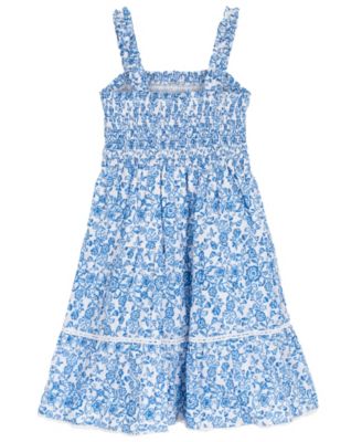 Girls' 4T-6X Printed Woven Smocked Midi Dress