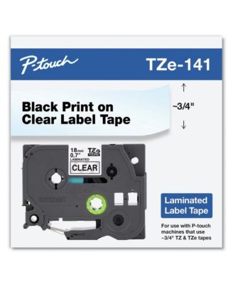 TZE141 TZe 0.7 in. x 26.2 ft. Standard Adhesive Laminated Labeling Tape - Black on Clear
