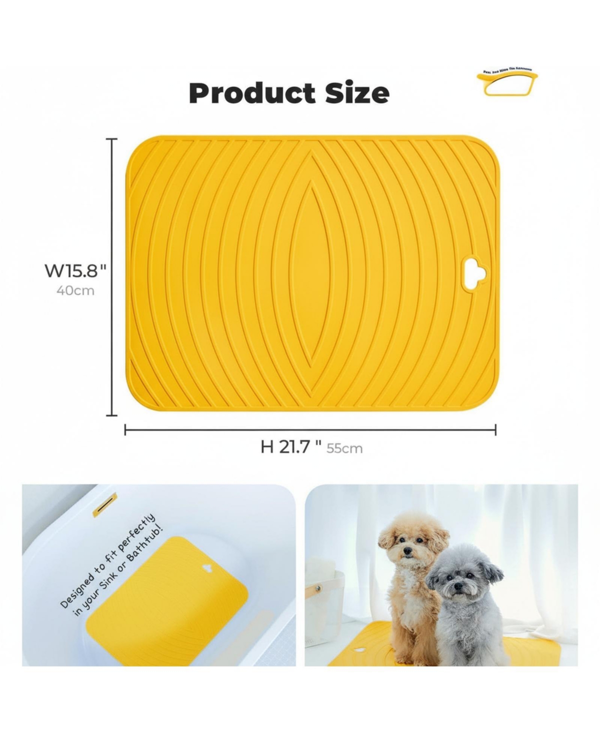 Aronkl Non-slip Dog Bath Mat Tpe Safe Drying Hook Sturdy Durable Versatile Pet Grooming Mat Easy Clean Compact