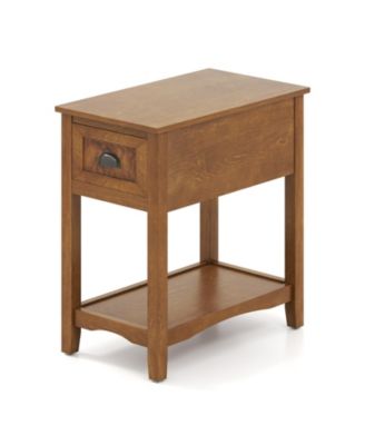 Contemporary Chairside End Table with Drawer and Open Shelf
