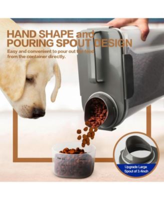 Airtight Pet Food Storage Container with Pour Spout Measuring Cup 4 Seal Buckles BPA Free Durable Plastic