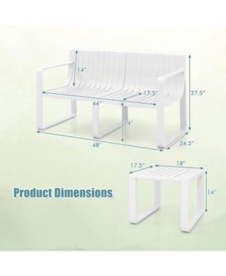 3 PCS Patio Furniture Set w/1 Loveseat and 2 Side Tables All-Weather Bistro Set