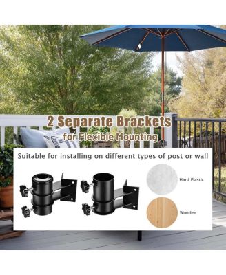 Deck Umbrella Mount Holder Bracket Height Flexible for Patio Railing Balcony Courtyard Poolside Mobile Cart Black Corner