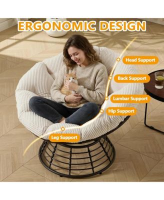 360degree(s) Rotatable Rattan Papasan Chair, Wicker Accent Lounge Seat with Soft Padded Cushion, Balcony, Living Room