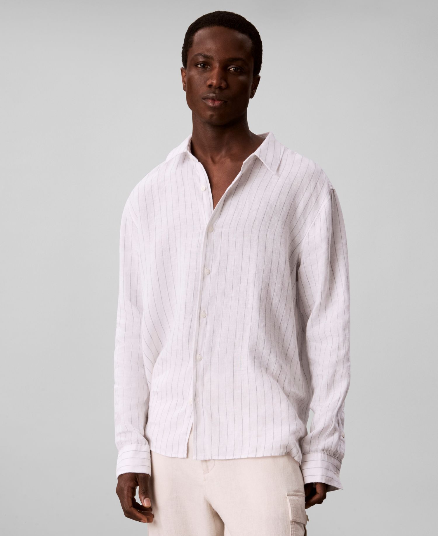 Men's Yarn-Dyed Pinstripe Linen Classic Shirt
