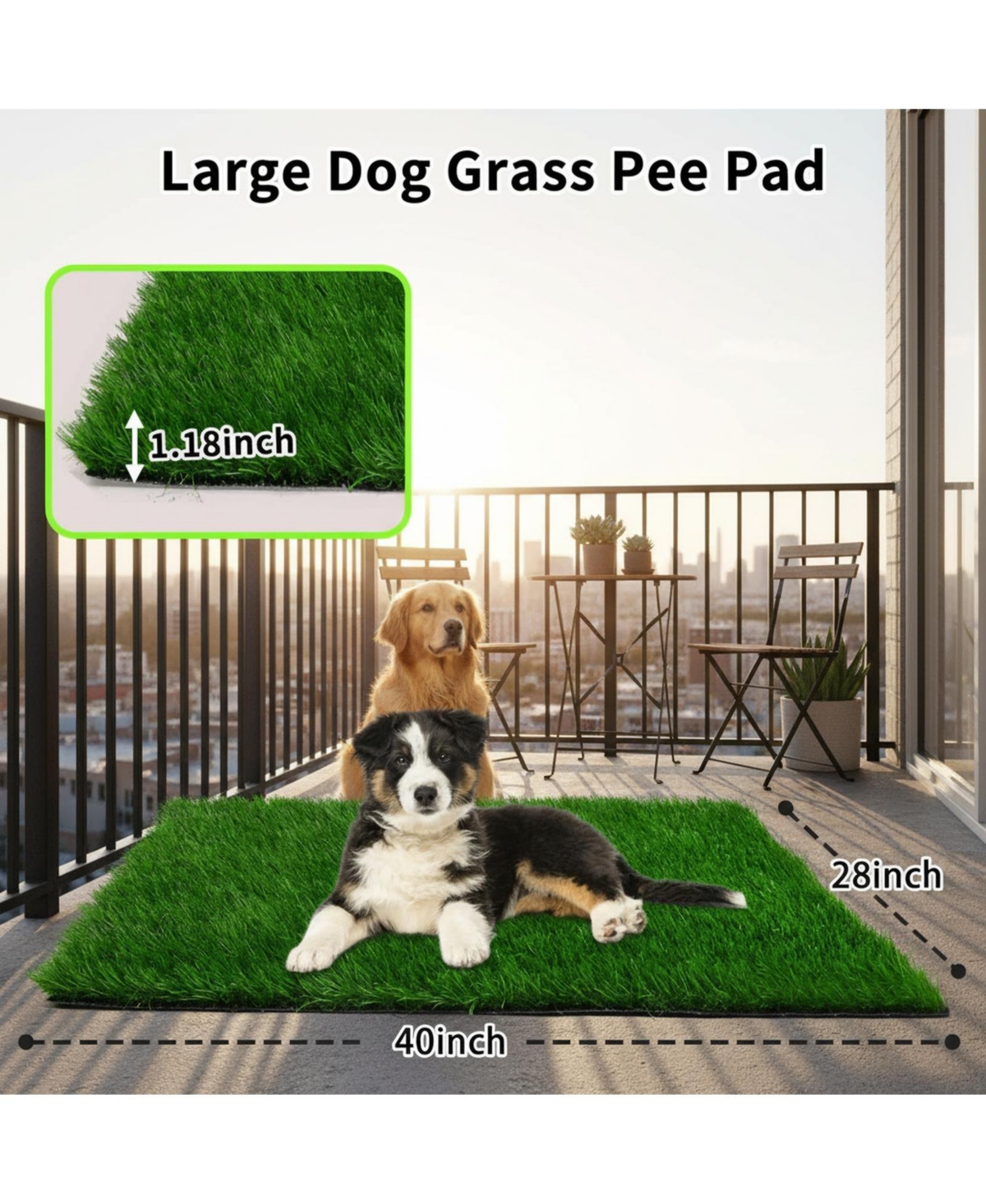 Aronkl Artificial Grass Dog Potty Pad Strong Absorbency Soft Easy Clean Indoor Outdoor
