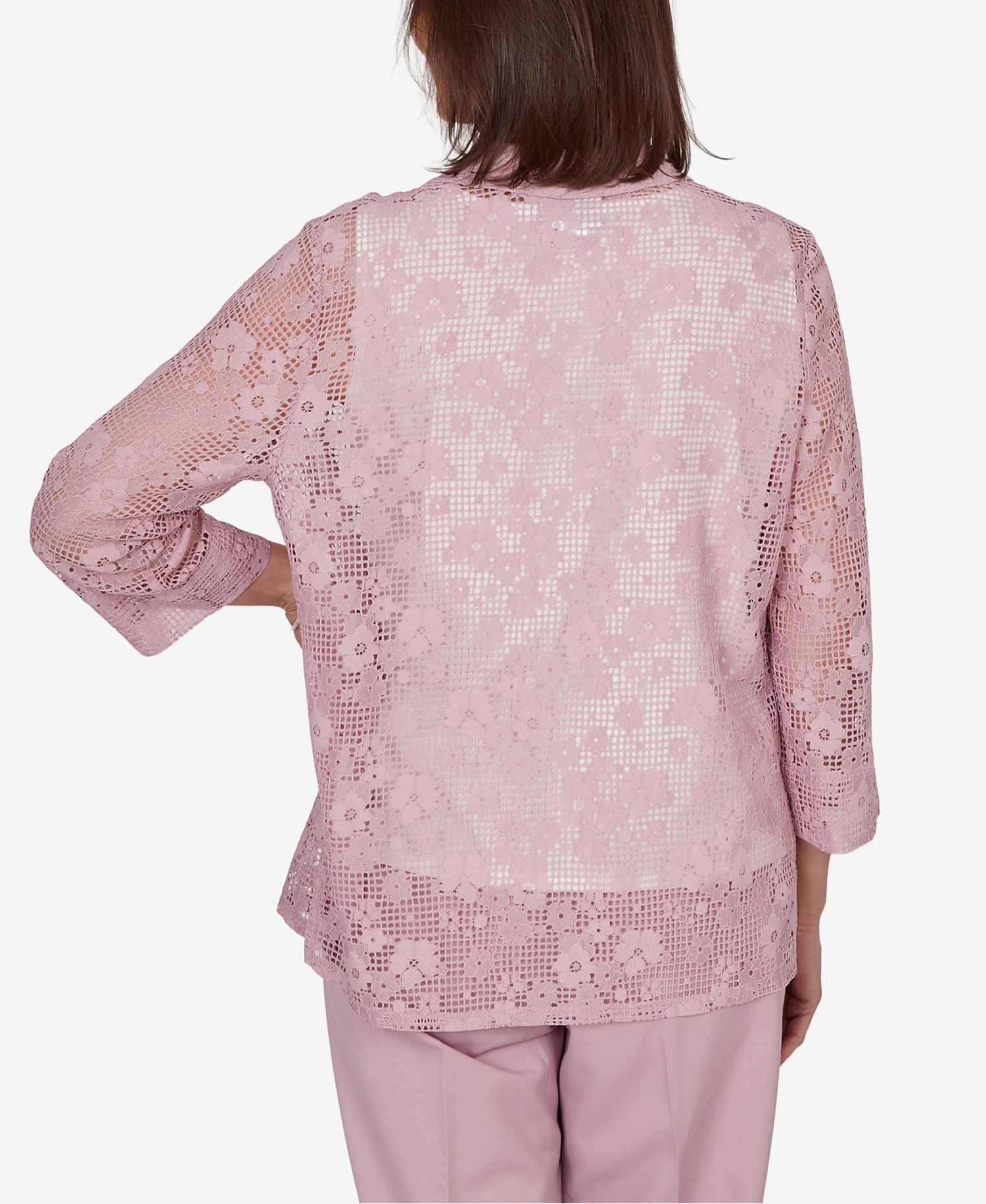 Women's Vintage Charm Floral Lace Two-In-One Top with Necklace