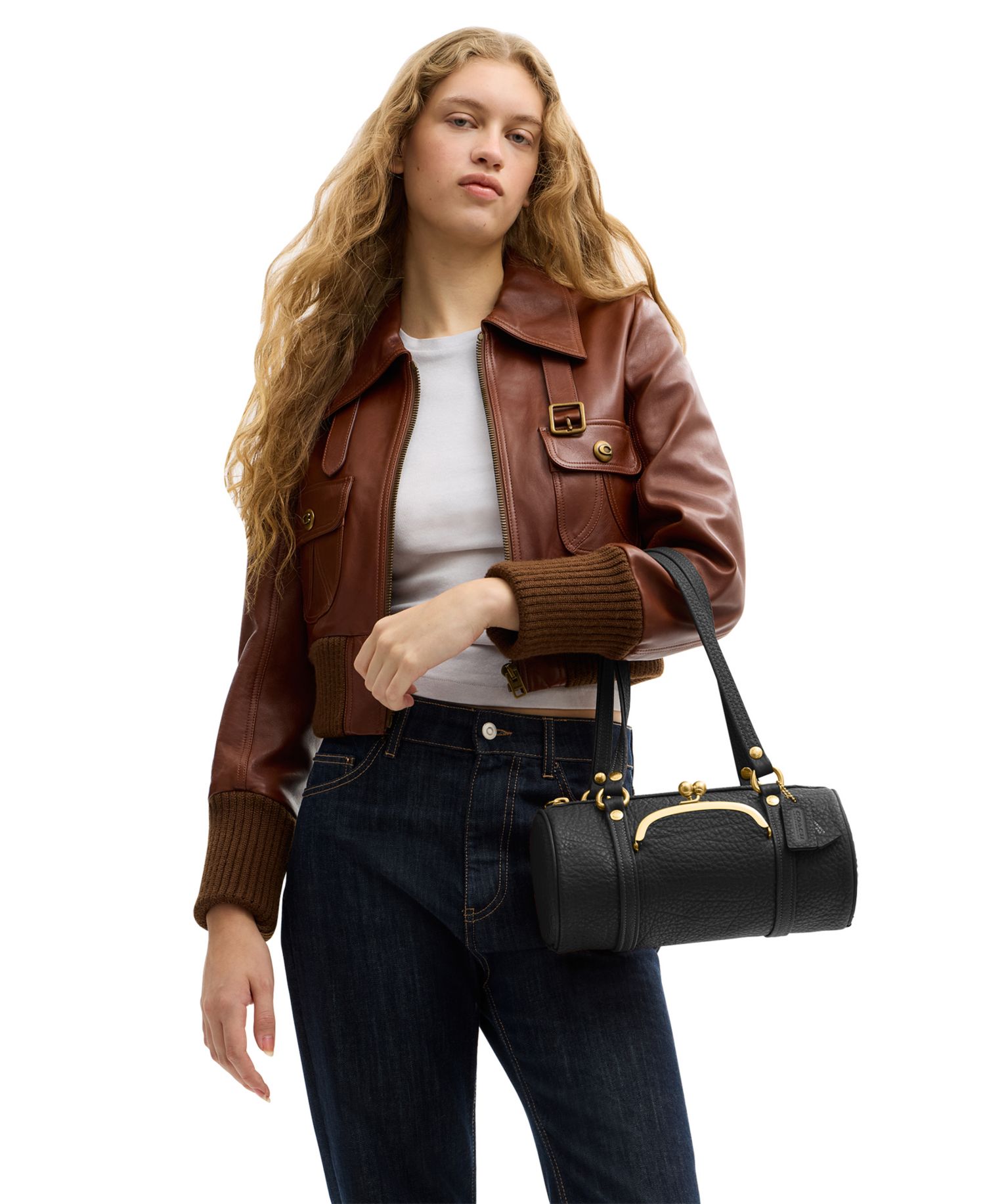 Originals Kisslock Medium Pebble Leather Barrel Bag 28