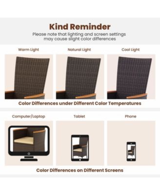 Patio Rattan Chairs Set of 2 Outdoor Wicker Dining Chairs with High Backrest