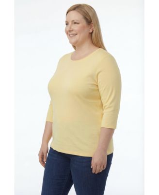 Plus Size Perfect Three-Quarter Sleeve V-Neck Tunic