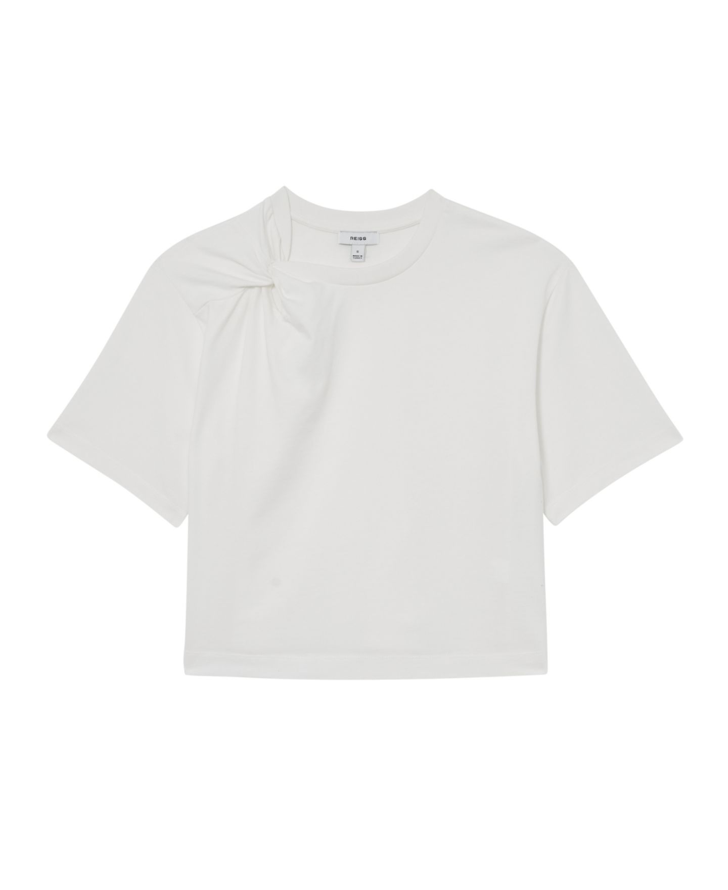 Женская футболка REISS Esme Cotton Twist-Detail Boxy, цвет: Белый — фото 6