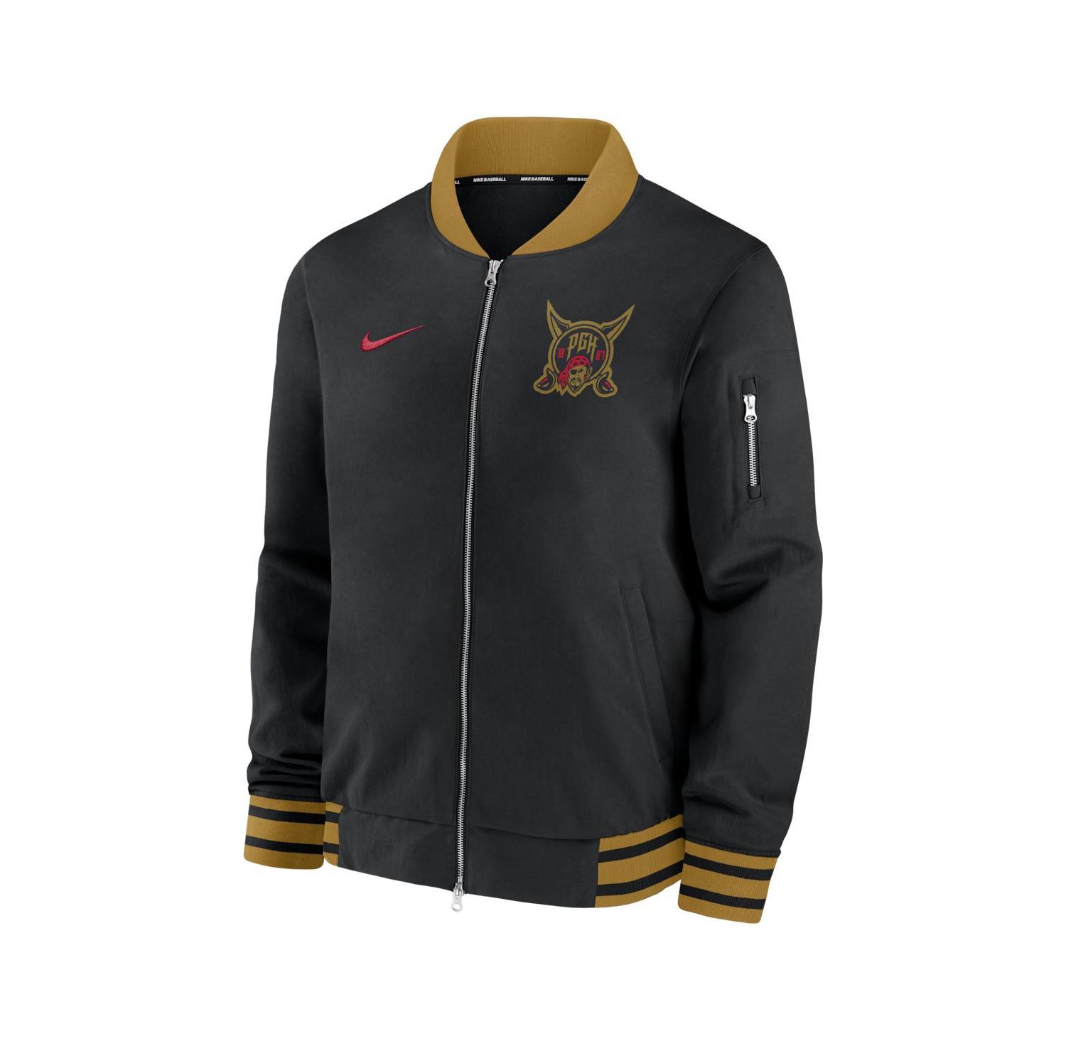 Men's Black Pittsburgh Pirates 2026 City Connect Authentic Collection Relaxed Full-Zip Bomber Jacket