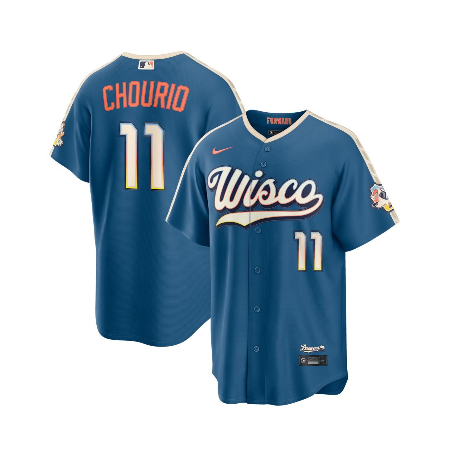 Мужской топ Nike Jackson Chourio Mineral Blue Milwaukee Brewers 2026 City Connect Stadium Jersey — фото 1
