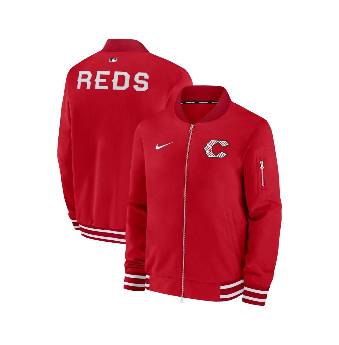 Мужская куртка Nike Red Cincinnati Reds 2026 City Connect Authentic Collection Relaxed Full-Zip Bomber — фото 1