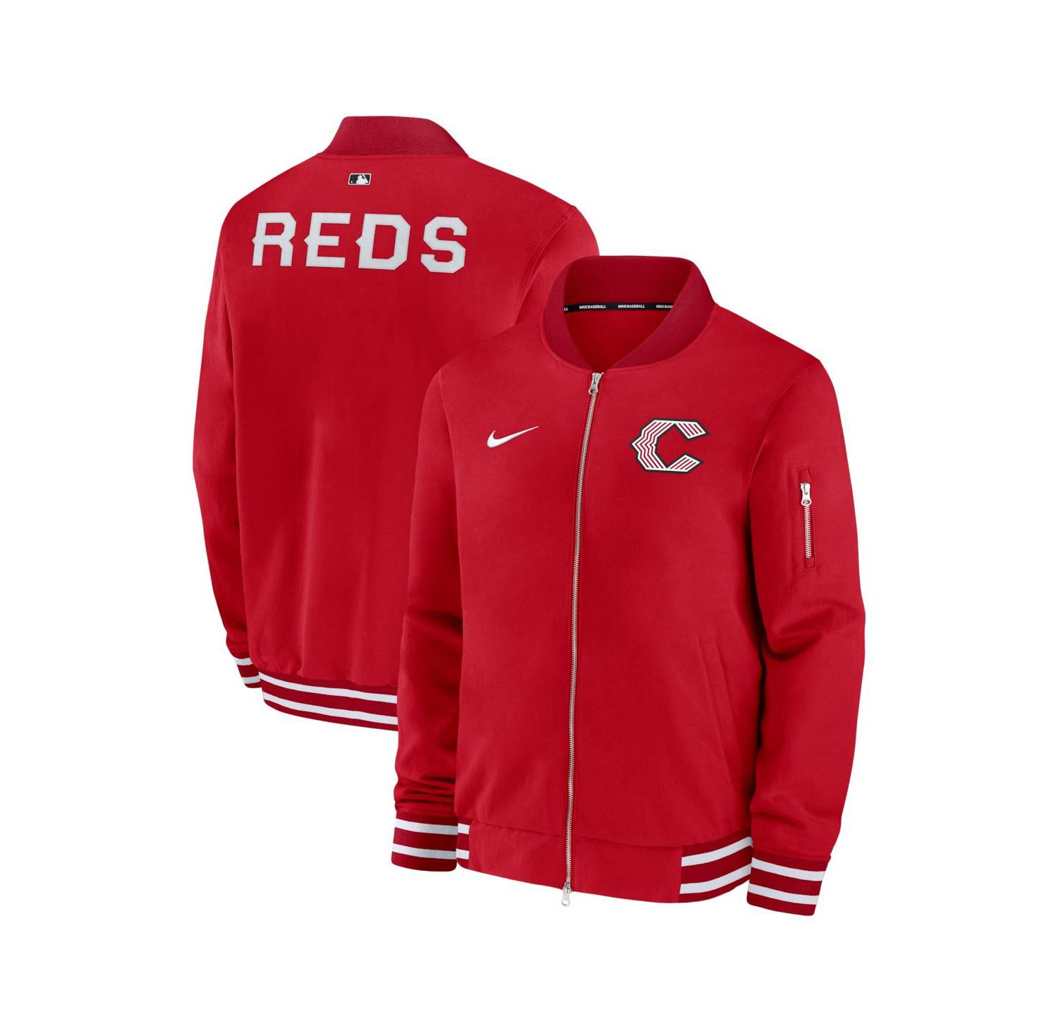 Men's Red Cincinnati Reds 2026 City Connect Authentic Collection Relaxed Full-Zip Bomber Jacket