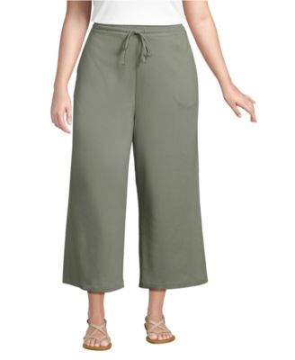 Women's Sport Knit Elastic Waist Wide Leg Crop Pants