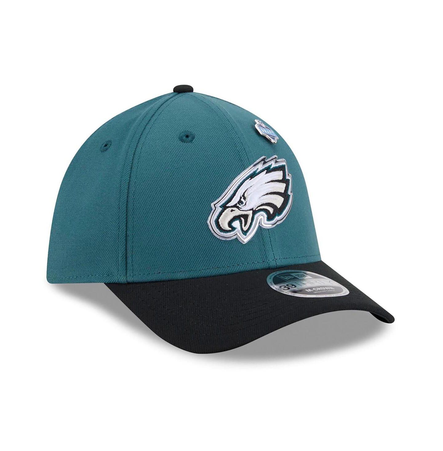 Мужская кепка New Era Midnight Green/Black Philadelphia Eagles 2026 NFL Draft 39THIRTY M-Crown Flex Hat — фото 3