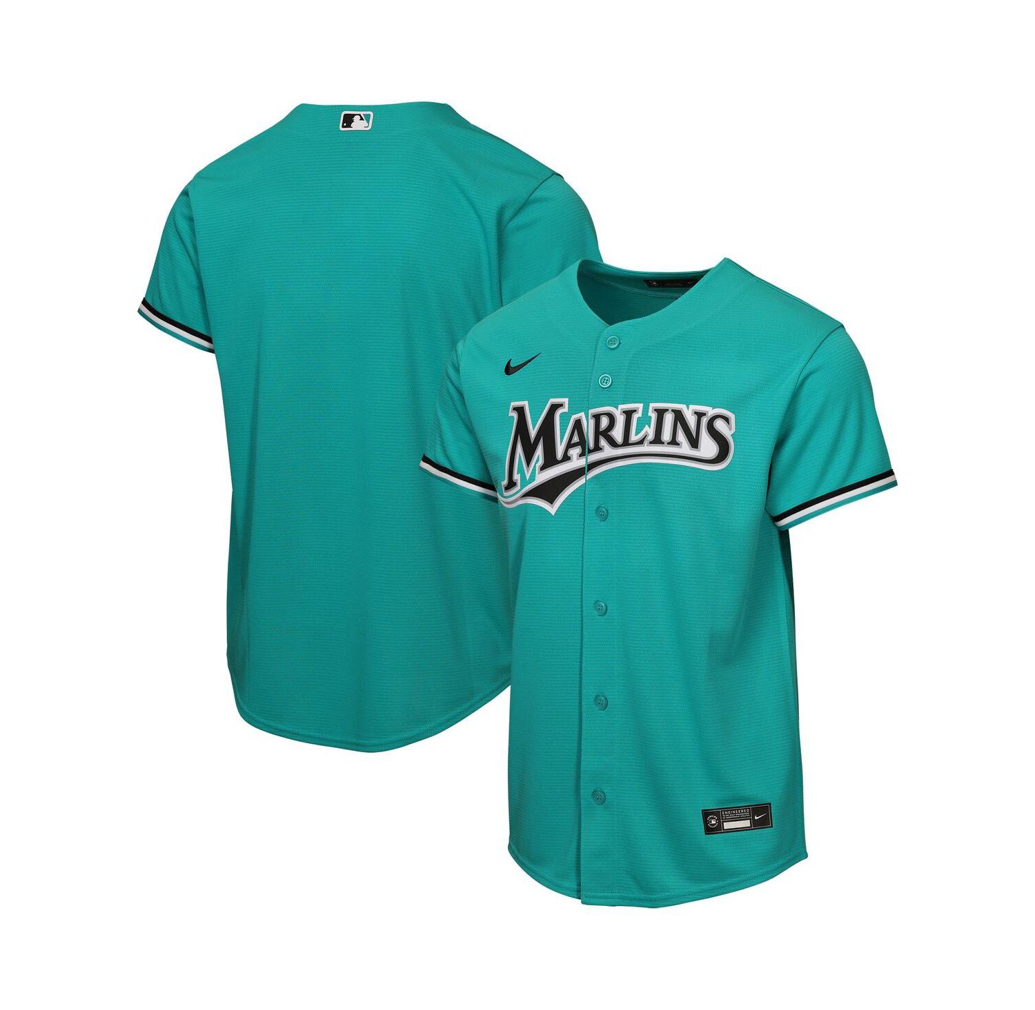 Big Boys and Girls Teal Miami Marlins Alternate Replica Jersey